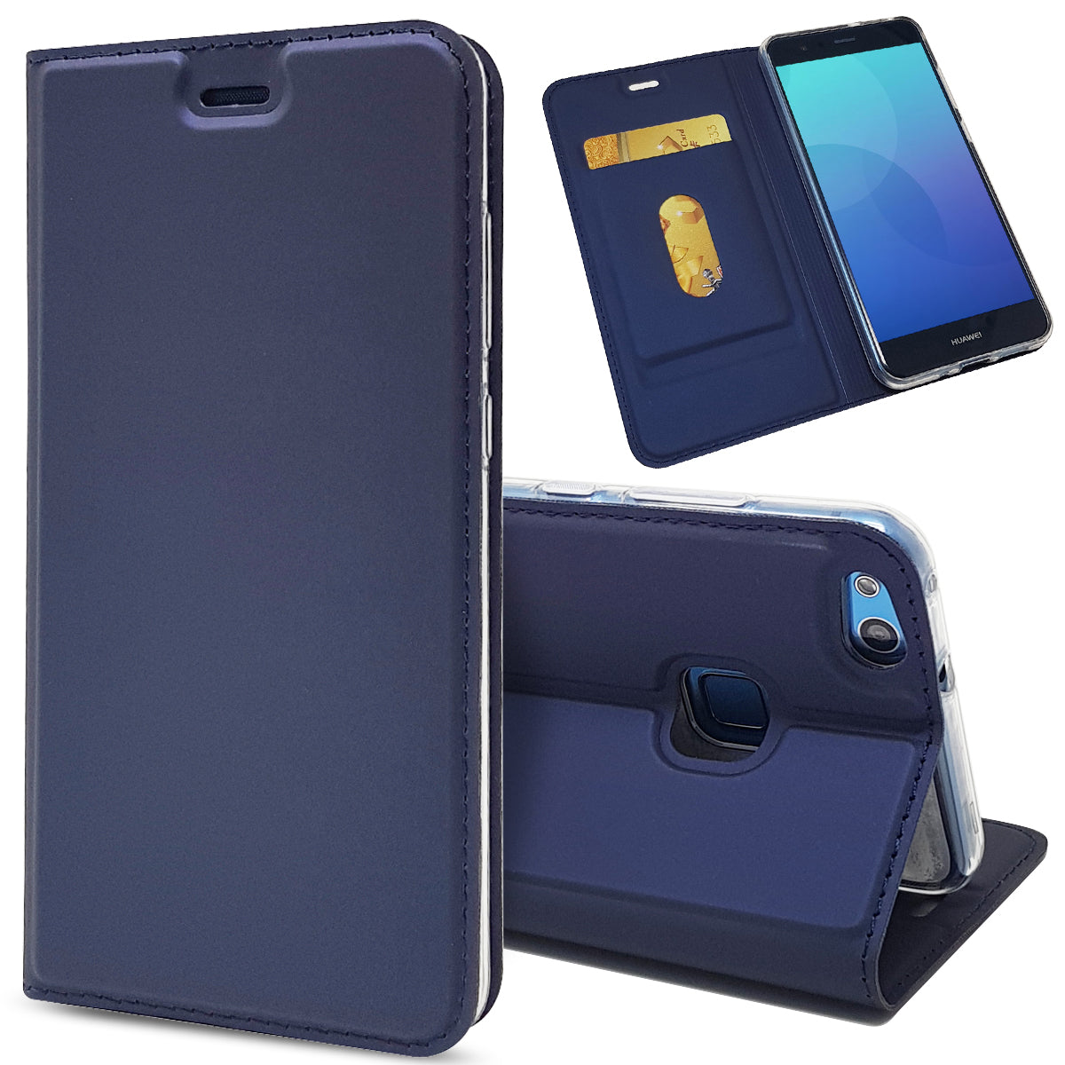 Auto-absorbed Magnetic Leather Stand Flip Case for Huawei P10 Lite