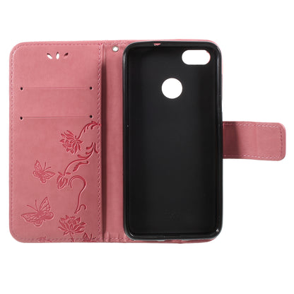 Imprint Butterfly and Flower PU Leather Wallet Phone Case for Huawei Y6 Pro (2017)/Enjoy 7/P9 lite mini