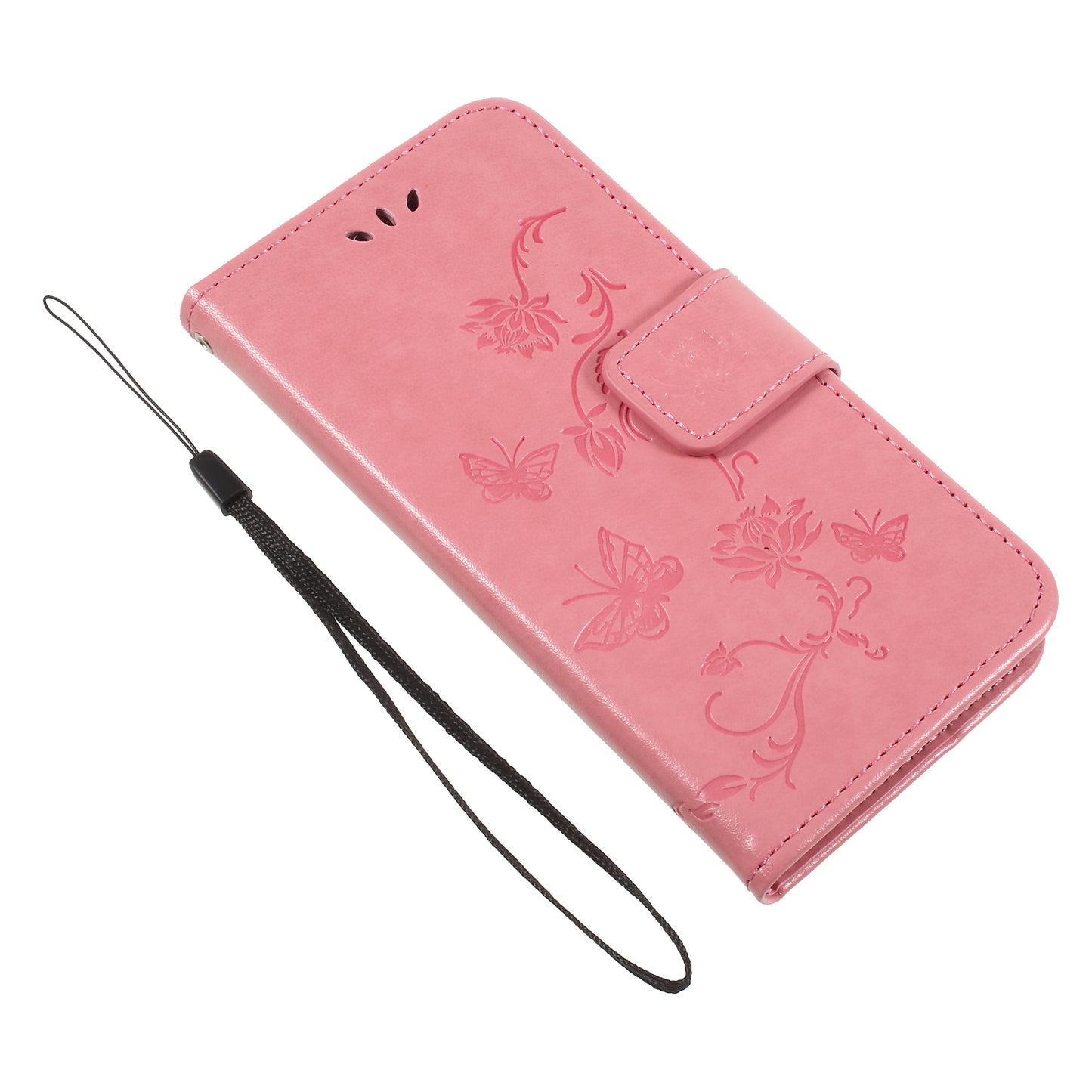 Imprint Butterfly and Flower PU Leather Wallet Phone Case for Huawei Y6 Pro (2017)/Enjoy 7/P9 lite mini