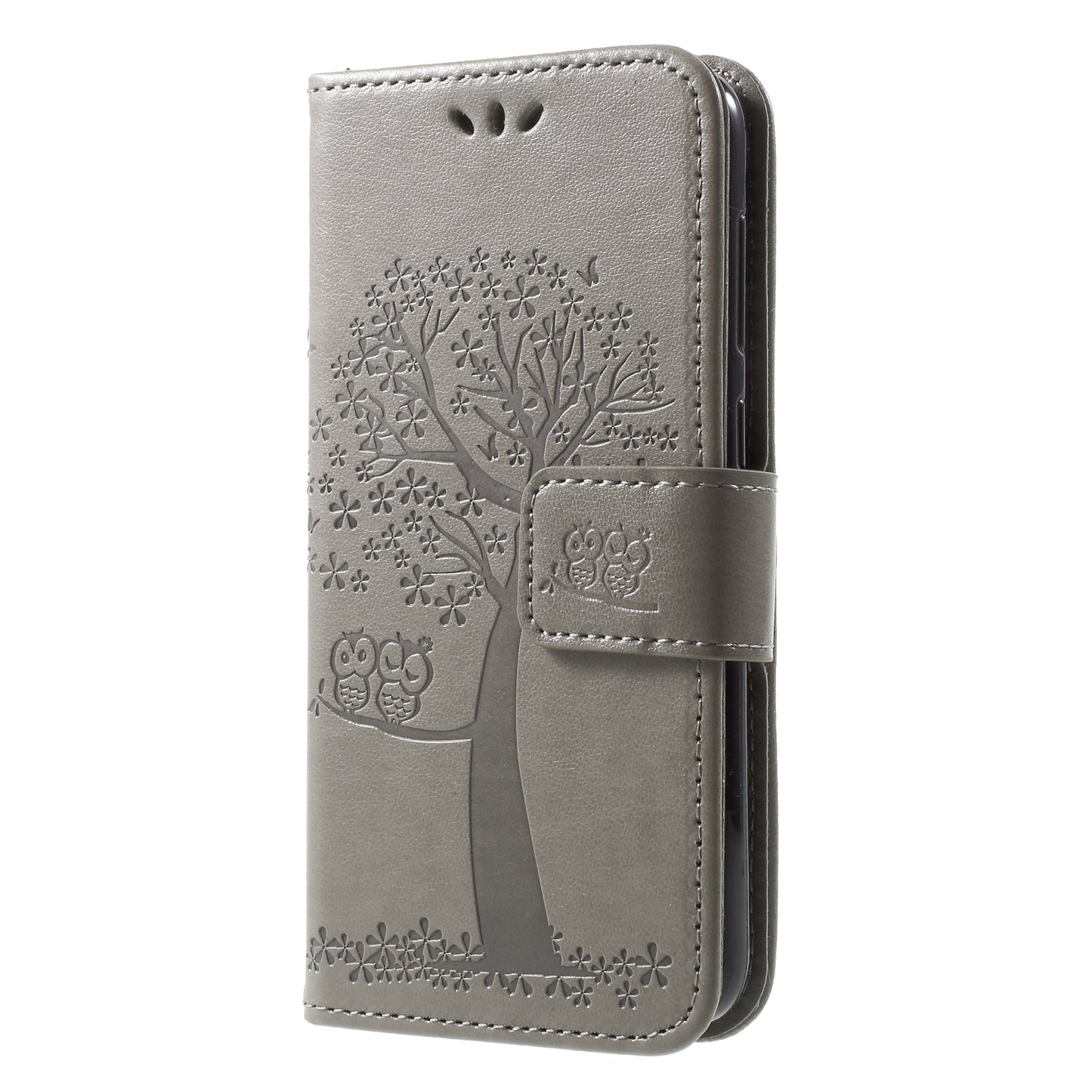 Imprint Tree Owl Leather Wallet Stand Case for Huawei P9 lite mini / Y6 Pro (2017) / Enjoy 7