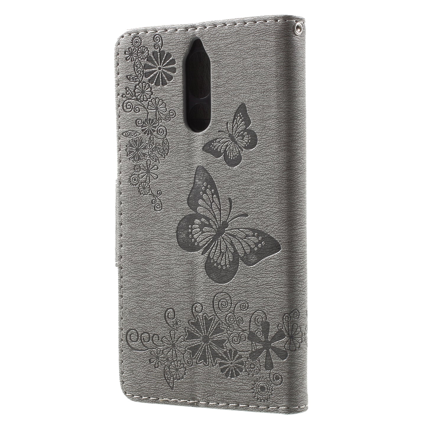 Imprinted Butterfly Flowers Leather Wallet Phone Shell Case for Huawei Mate 10 Lite / nova 2i / Maimang 6 / Honor 9i (India)