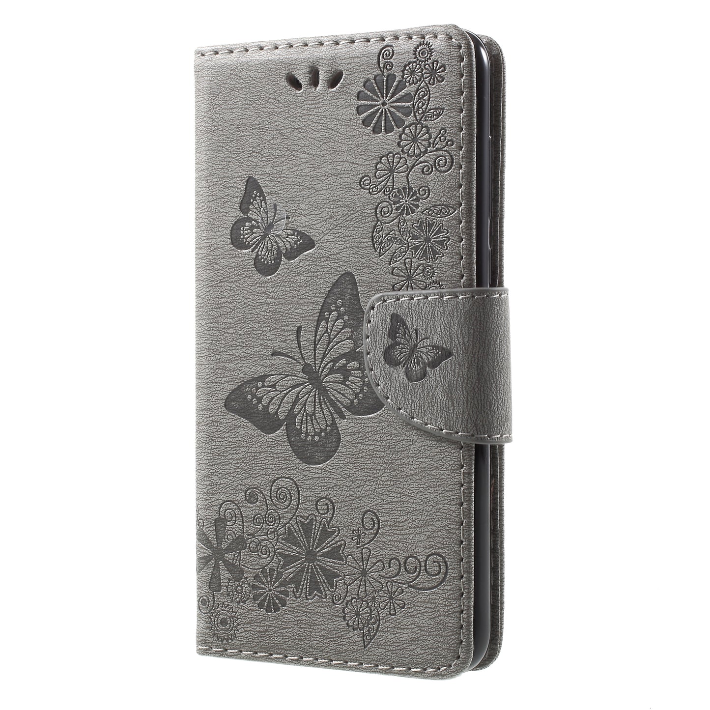 Imprinted Butterfly Flowers Leather Wallet Phone Shell Case for Huawei Mate 10 Lite / nova 2i / Maimang 6 / Honor 9i (India)