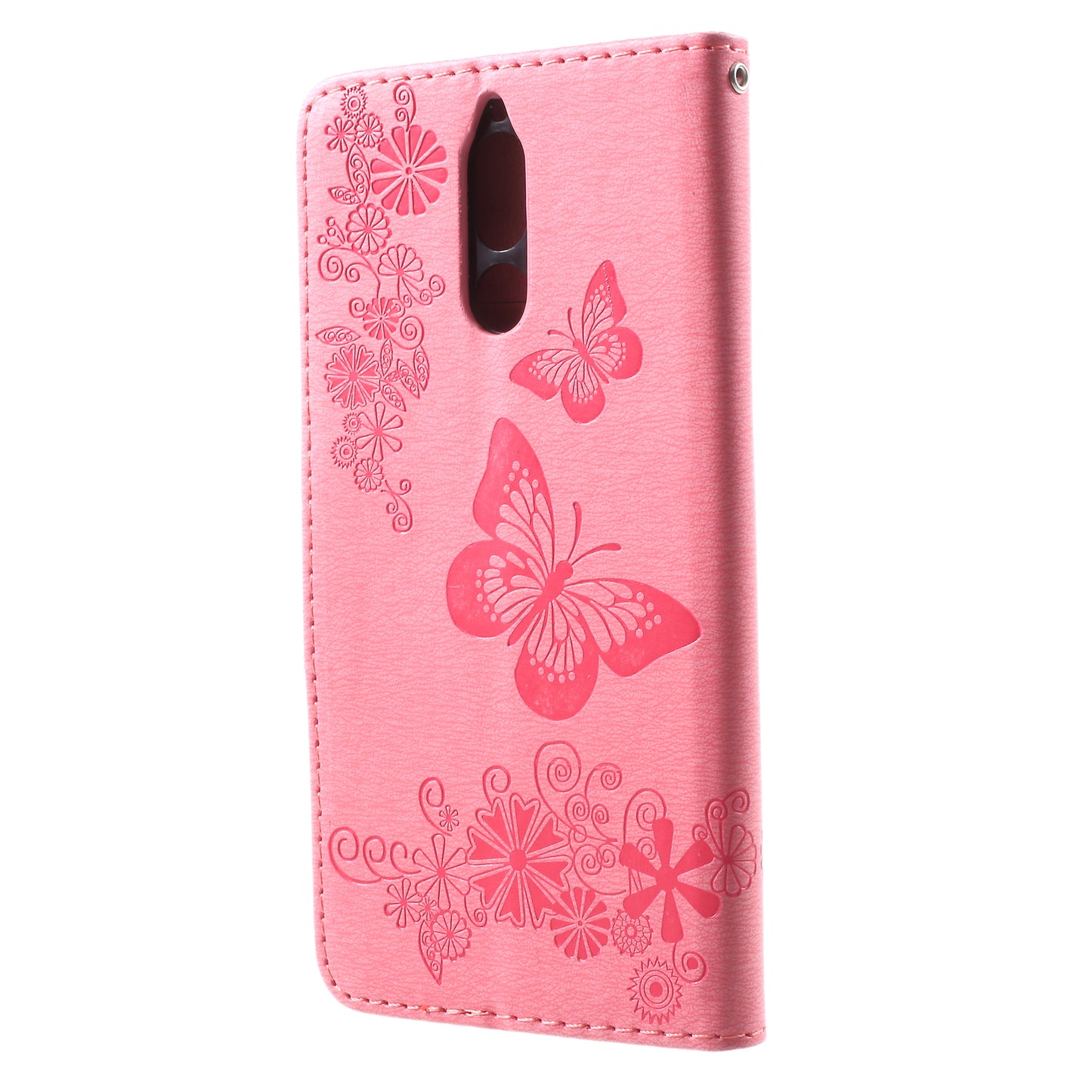 Imprinted Butterfly Flowers Leather Wallet Phone Shell Case for Huawei Mate 10 Lite / nova 2i / Maimang 6 / Honor 9i (India)