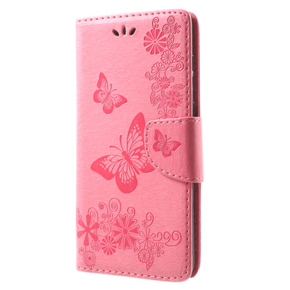 Imprinted Butterfly Flowers Leather Wallet Phone Shell Case for Huawei Mate 10 Lite / nova 2i / Maimang 6 / Honor 9i (India)