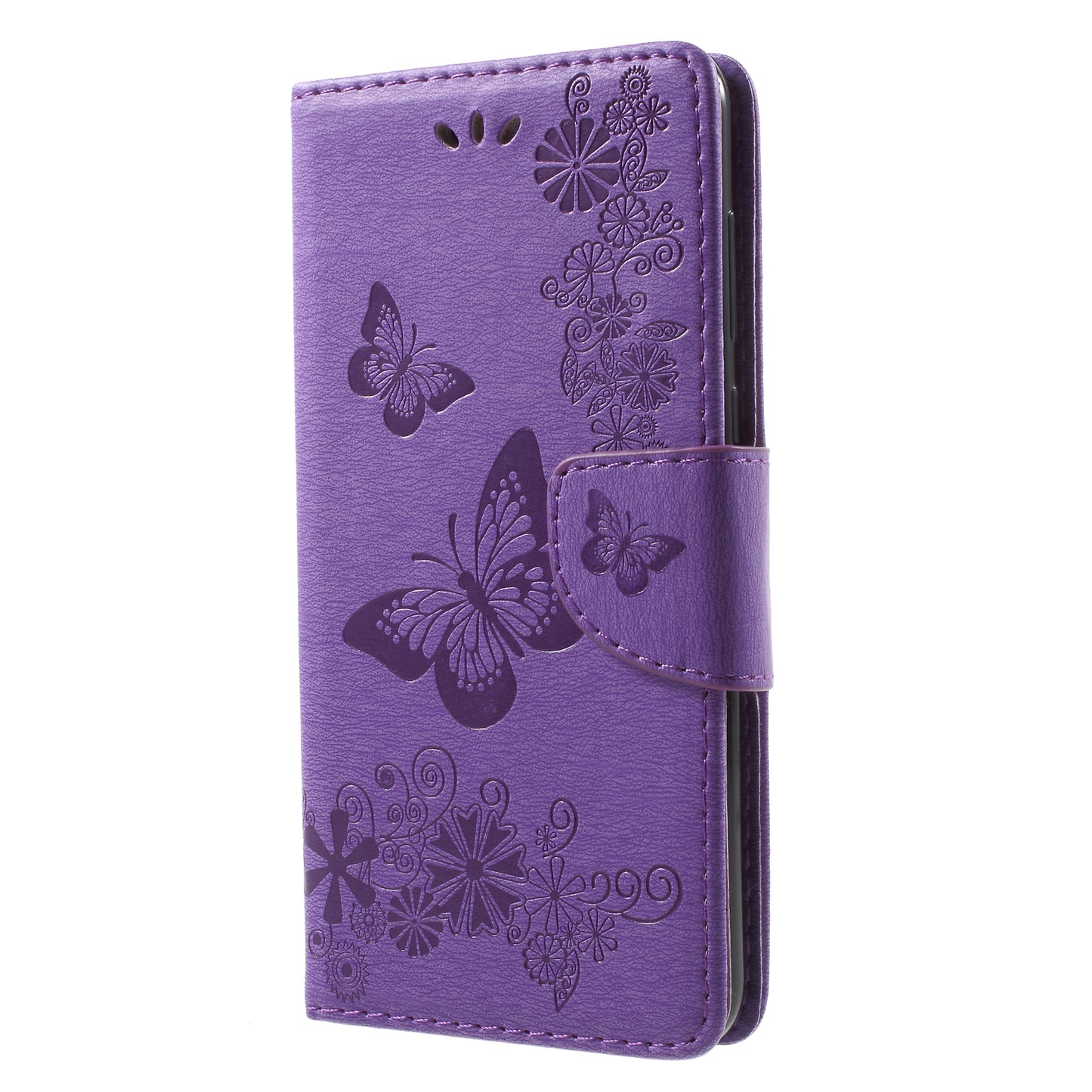 Imprinted Butterfly Flowers Leather Wallet Phone Shell Case for Huawei Mate 10 Lite / nova 2i / Maimang 6 / Honor 9i (India)