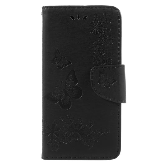 Imprinted Butterfly Flowers Leather Wallet Cover for Huawei P9 lite mini / Enjoy 7 / Y6 Pro (2017)