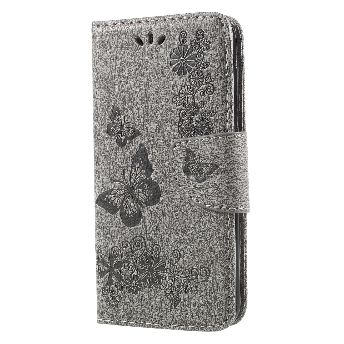 Imprinted Butterfly Flowers Leather Wallet Cover for Huawei P9 lite mini / Enjoy 7 / Y6 Pro (2017)