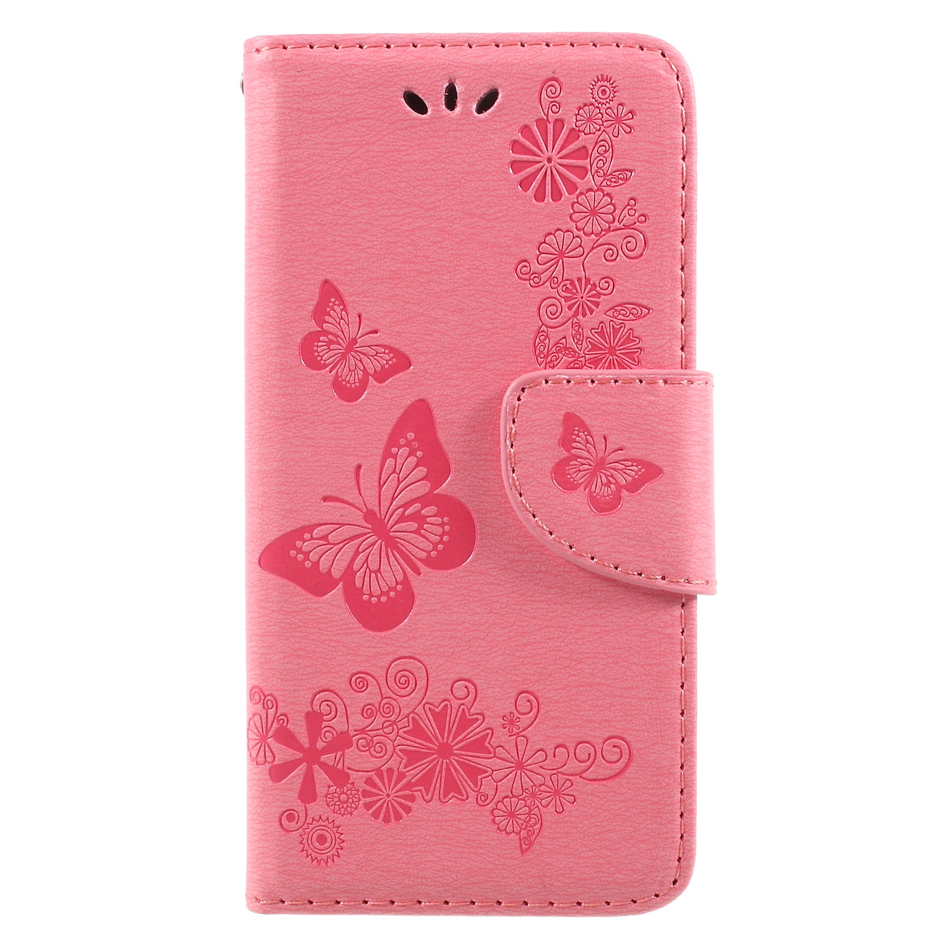 Imprinted Butterfly Flowers Leather Wallet Cover for Huawei P9 lite mini / Enjoy 7 / Y6 Pro (2017)