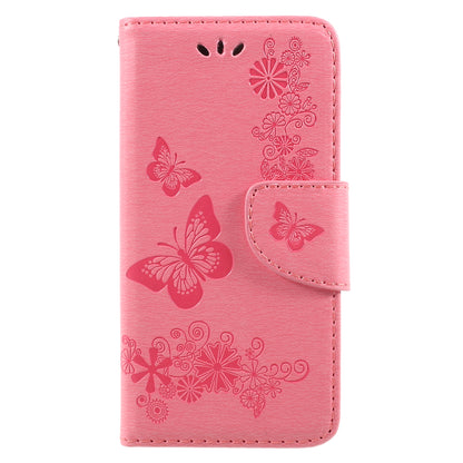 Imprinted Butterfly Flowers Leather Wallet Cover for Huawei P9 lite mini / Enjoy 7 / Y6 Pro (2017)