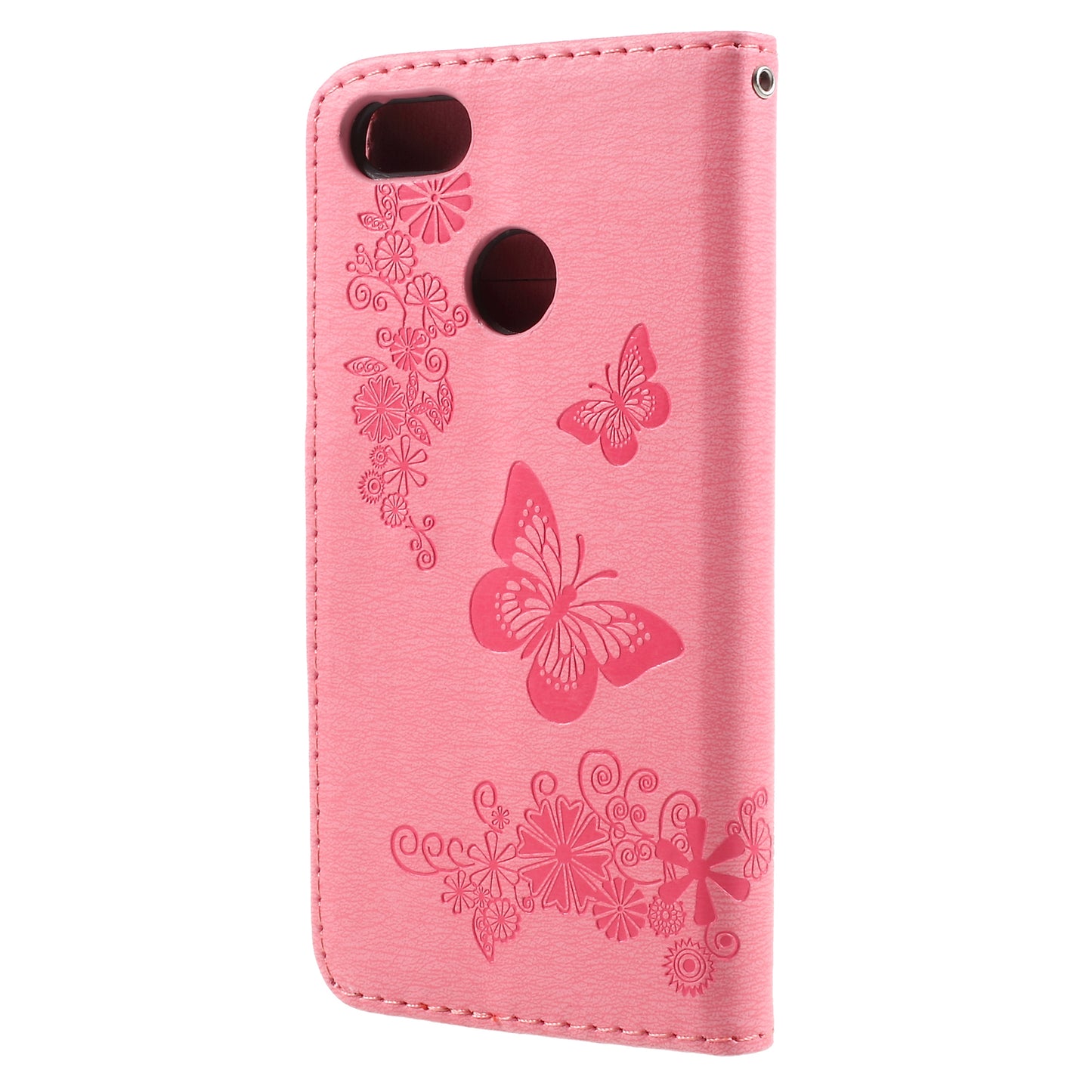 Imprinted Butterfly Flowers Leather Wallet Cover for Huawei P9 lite mini / Enjoy 7 / Y6 Pro (2017)