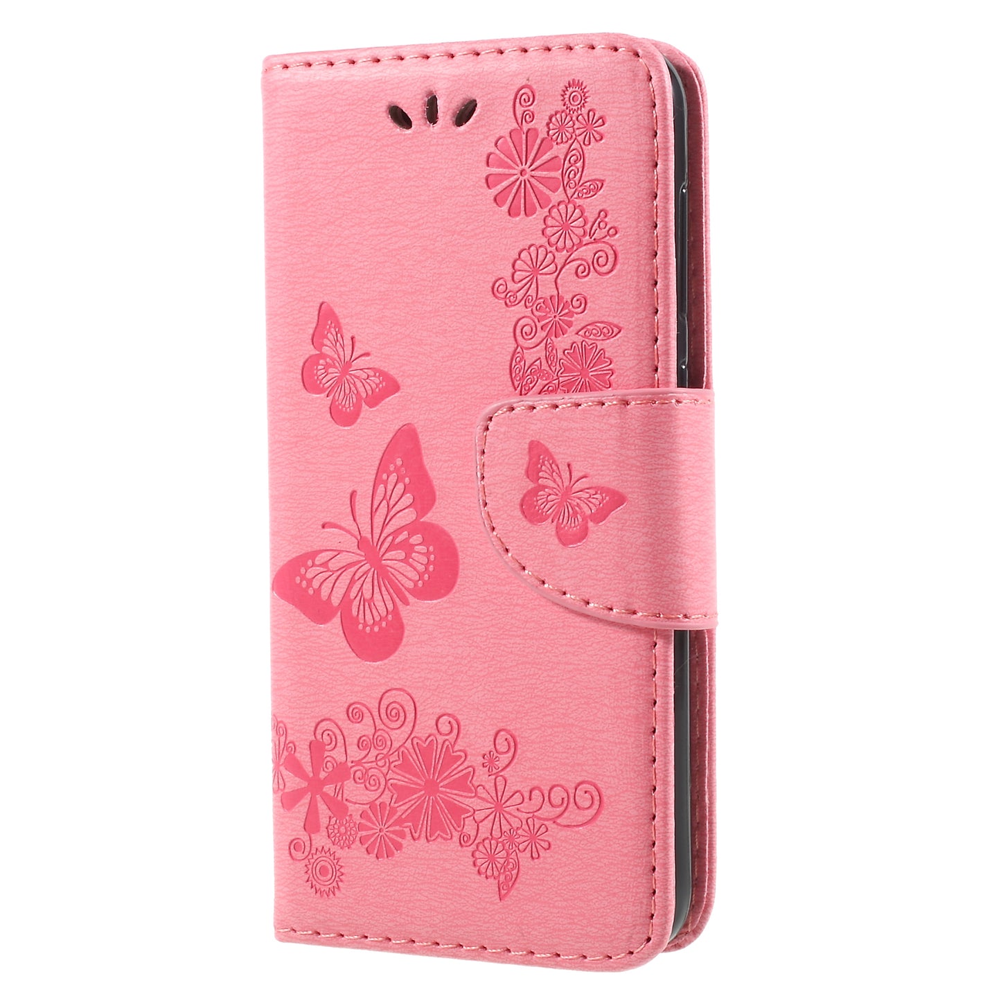 Imprinted Butterfly Flowers Leather Wallet Cover for Huawei P9 lite mini / Enjoy 7 / Y6 Pro (2017)