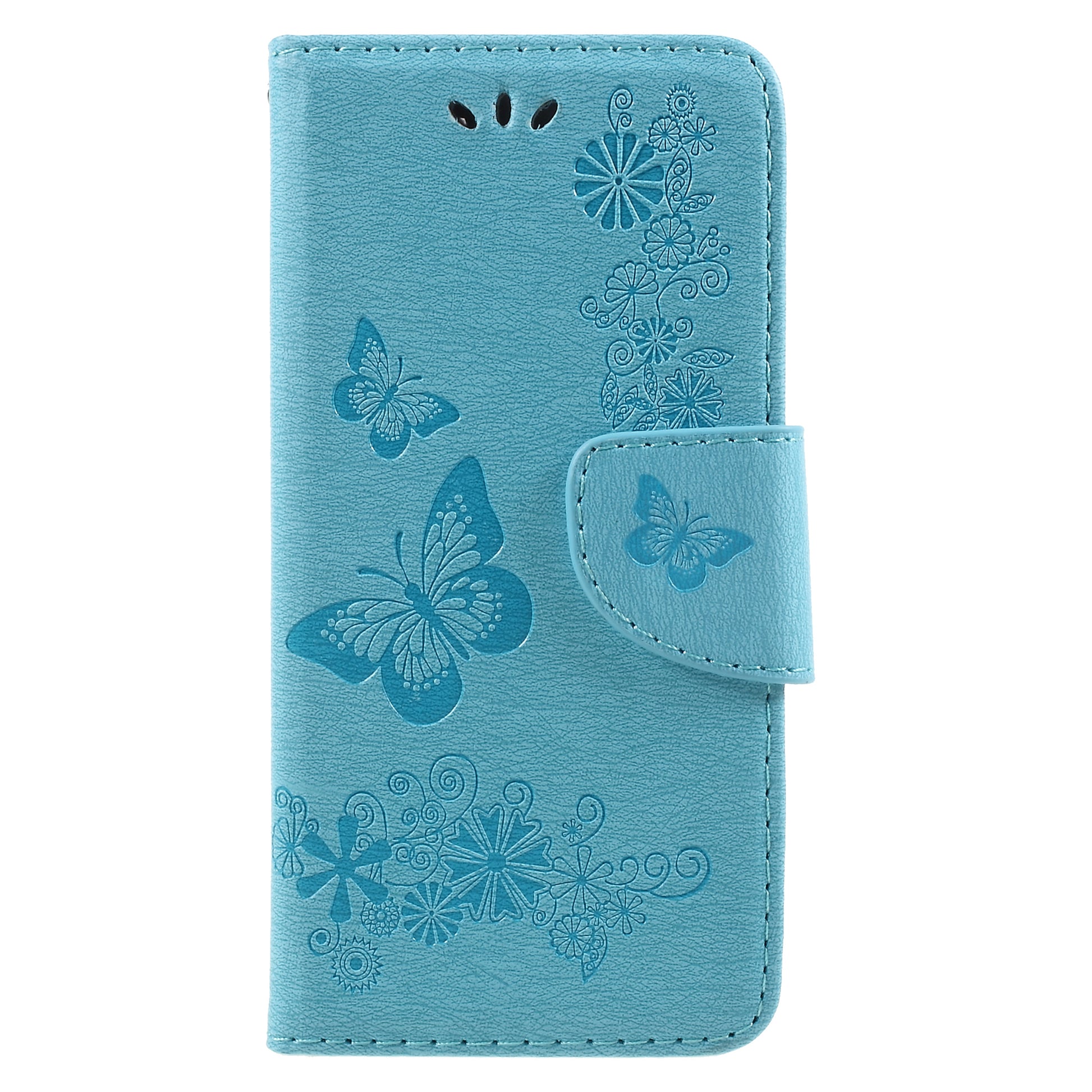 Imprinted Butterfly Flowers Leather Wallet Cover for Huawei P9 lite mini / Enjoy 7 / Y6 Pro (2017)