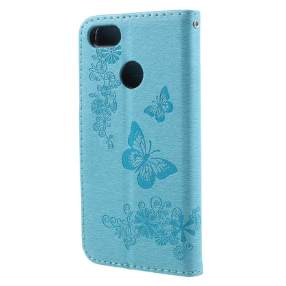 Imprinted Butterfly Flowers Leather Wallet Cover for Huawei P9 lite mini / Enjoy 7 / Y6 Pro (2017)