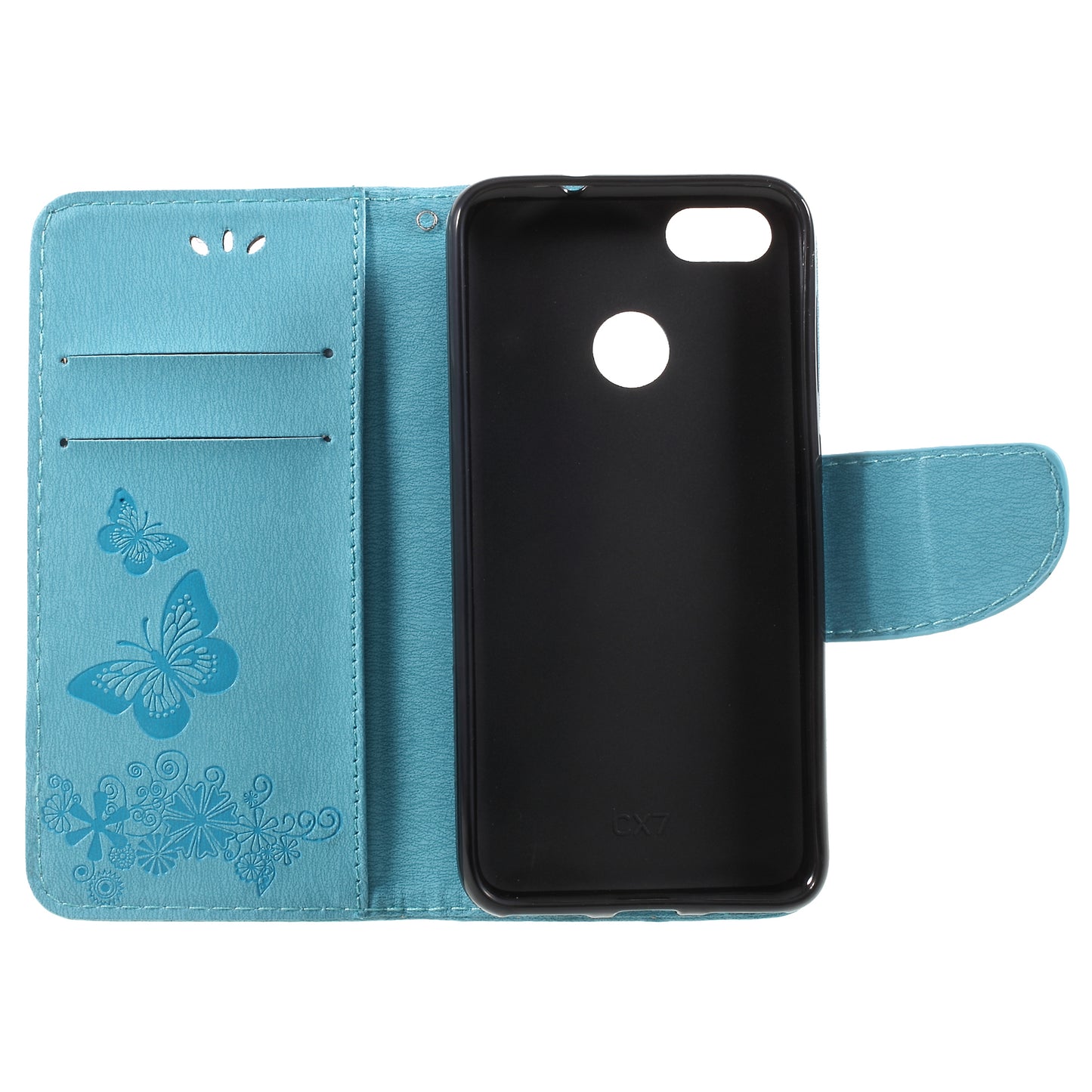 Imprinted Butterfly Flowers Leather Wallet Cover for Huawei P9 lite mini / Enjoy 7 / Y6 Pro (2017)