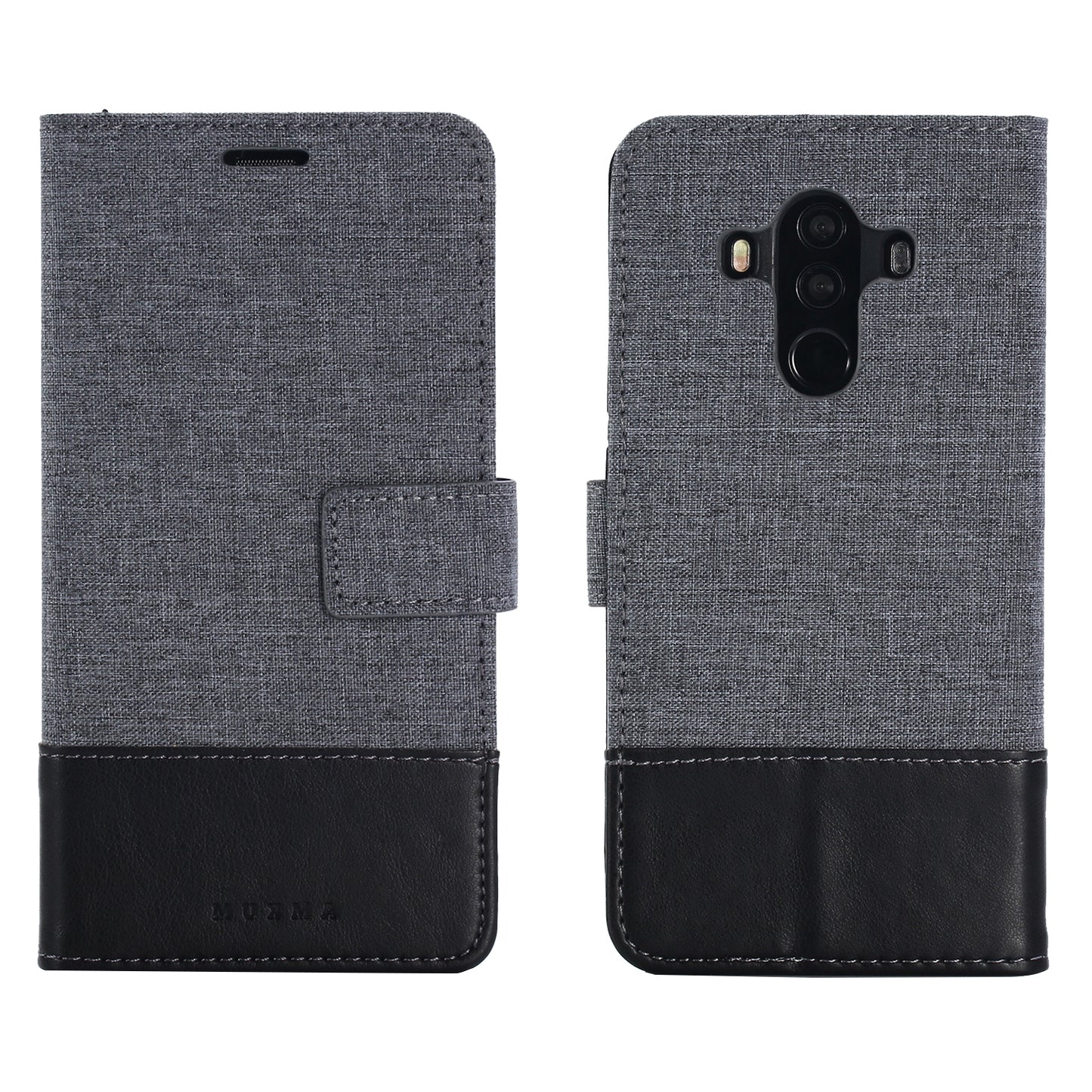 MUXMA Splicing PU Leather Canvas Wallet Phone Cover for Huawei Mate 10 Pro