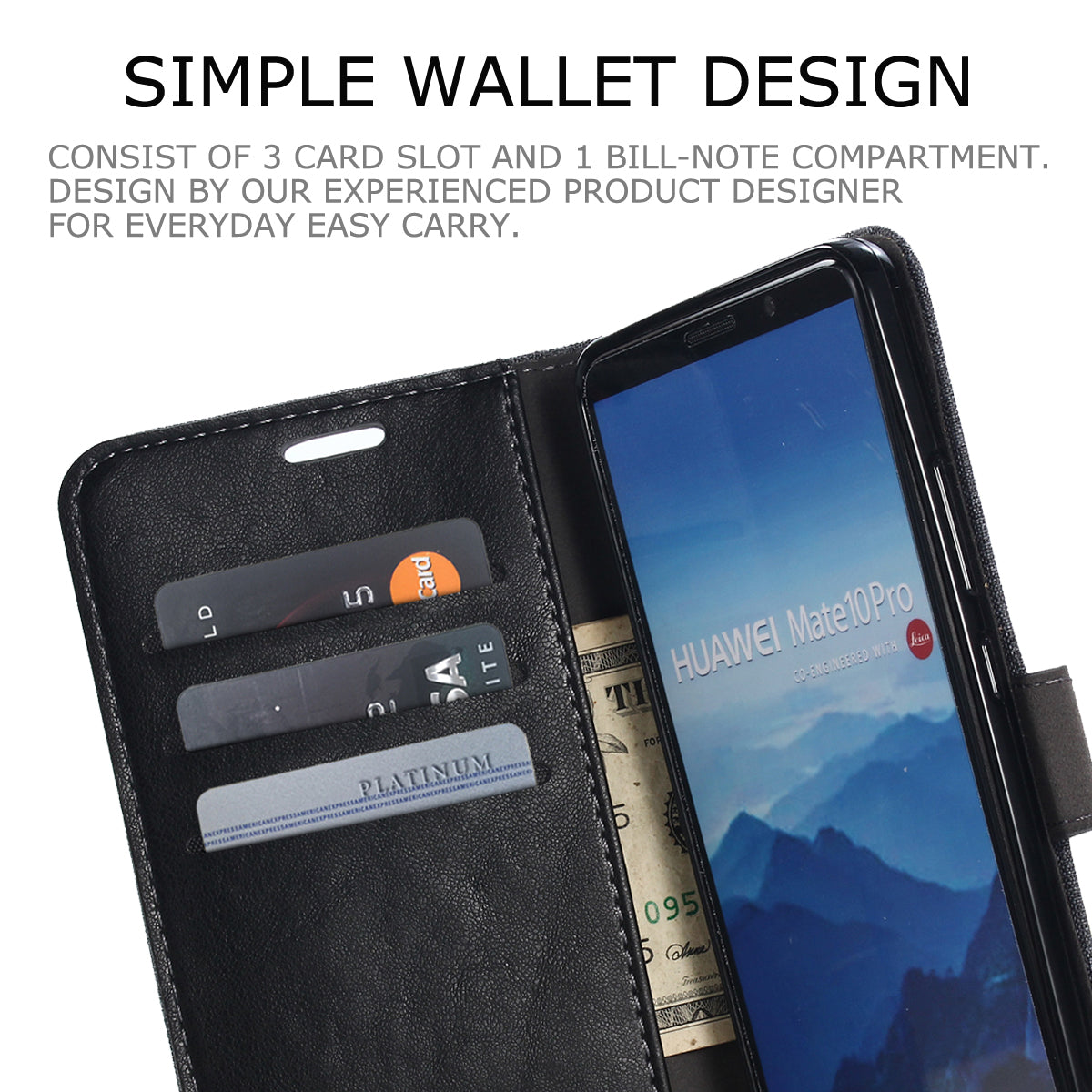 MUXMA Splicing PU Leather Canvas Wallet Phone Cover for Huawei Mate 10 Pro