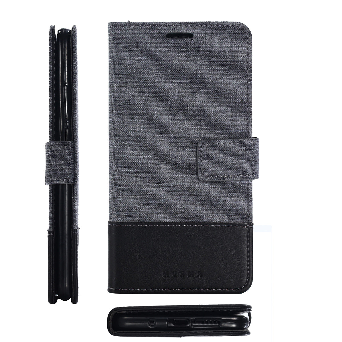 MUXMA Leather Canvas Splicing Stand Mobile Casing for Huawei Mate 10