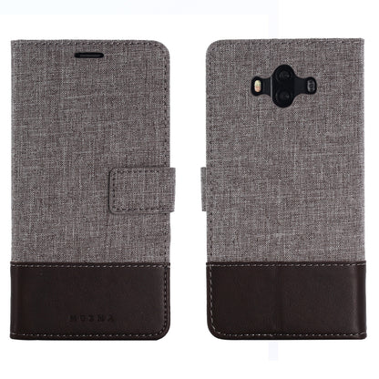 MUXMA Leather Canvas Splicing Stand Mobile Casing for Huawei Mate 10