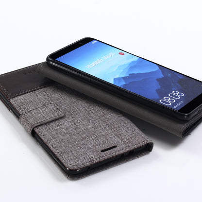 MUXMA Leather Canvas Splicing Stand Mobile Casing for Huawei Mate 10