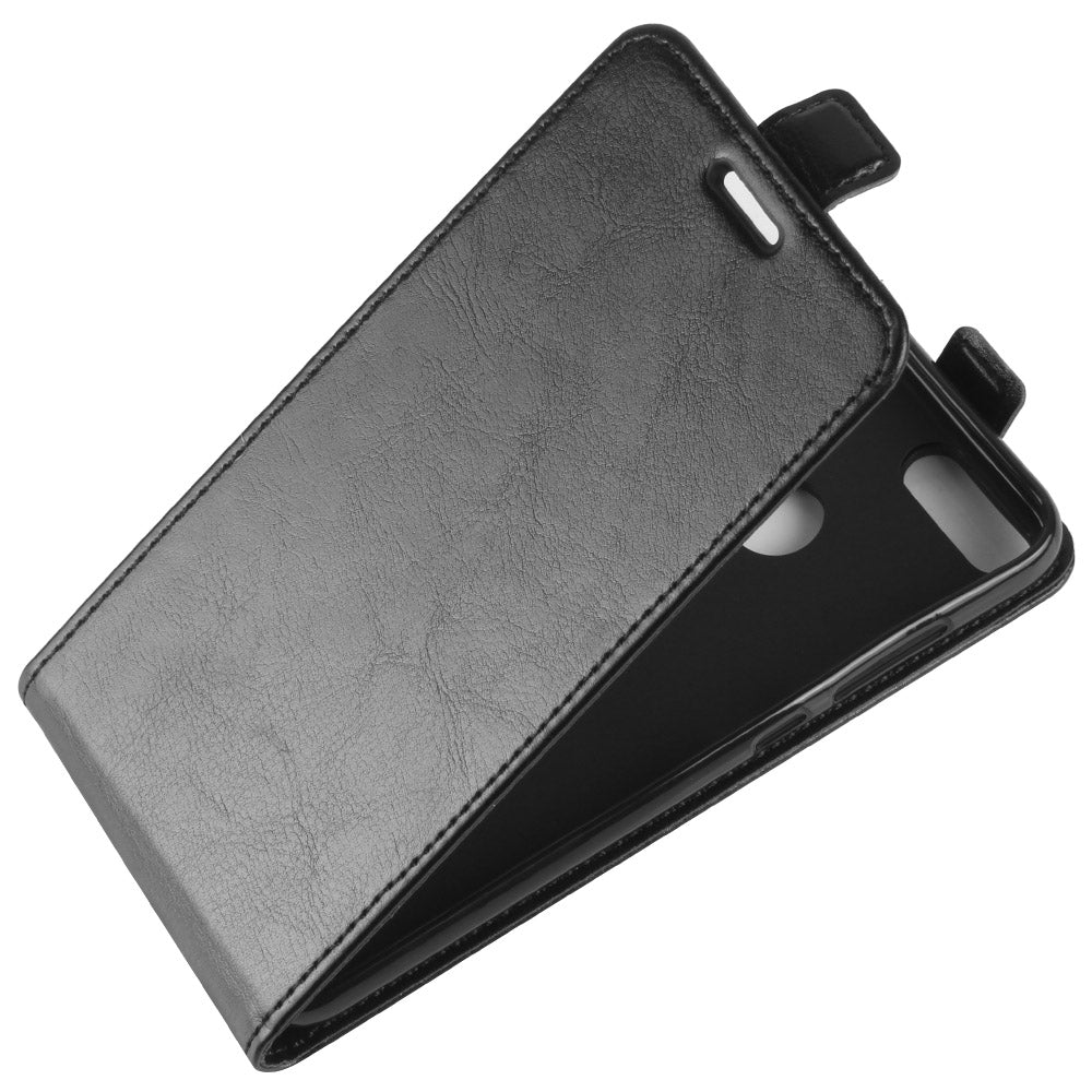 Crazy Horse Texture Vertical Flip Card Holder Leather Case for Huawei P Smart / Enjoy 7S