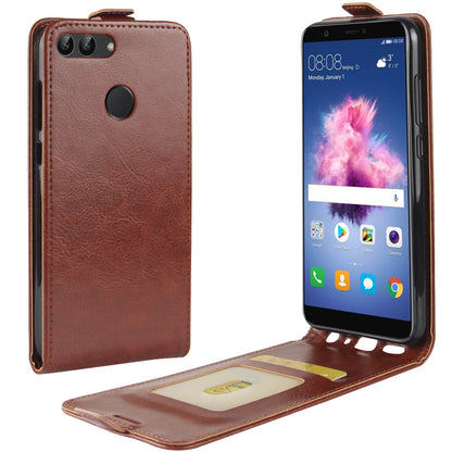 Crazy Horse Texture Vertical Flip Card Holder Leather Case for Huawei P Smart / Enjoy 7S