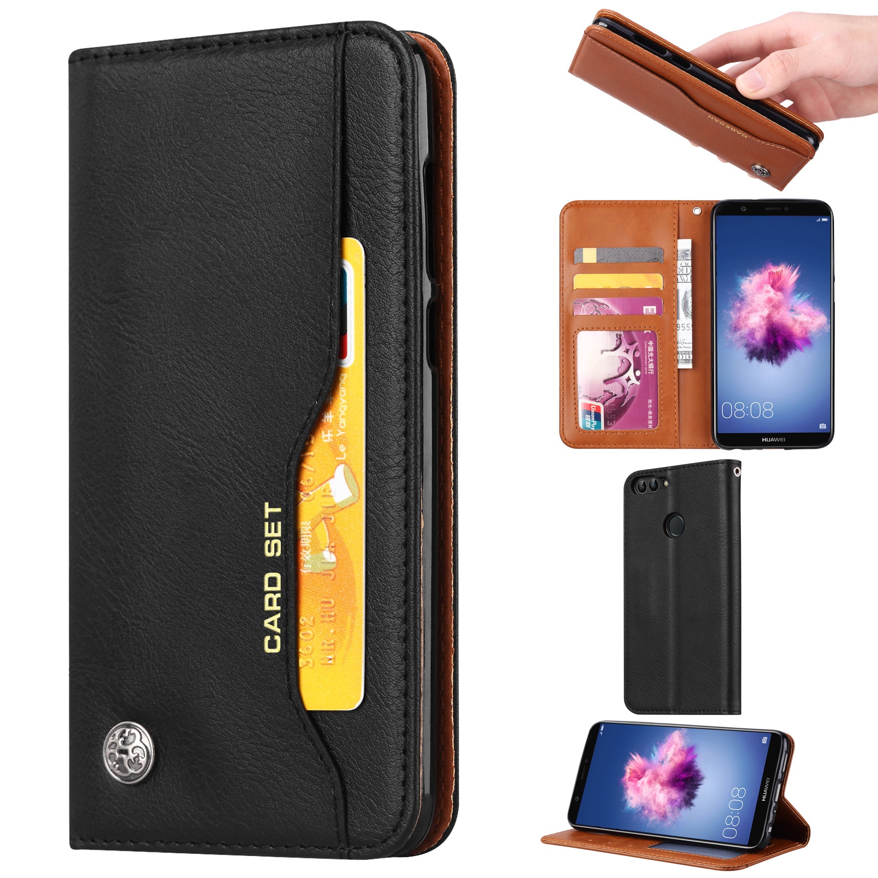 PU Leather Wallet Stand Case Cover for Huawei P Smart / Enjoy 7S