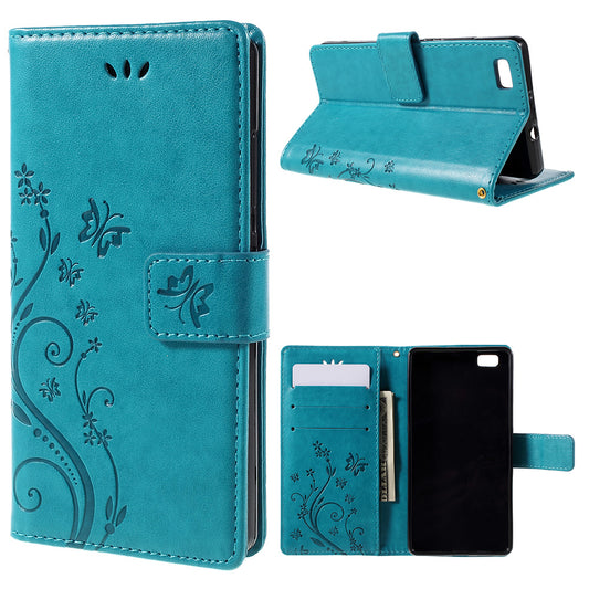 Butterfly Pattern Wallet Leather Case Cover for Huawei Ascend P8 Lite