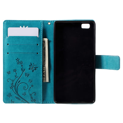 Butterfly Pattern Wallet Leather Case Cover for Huawei Ascend P8 Lite