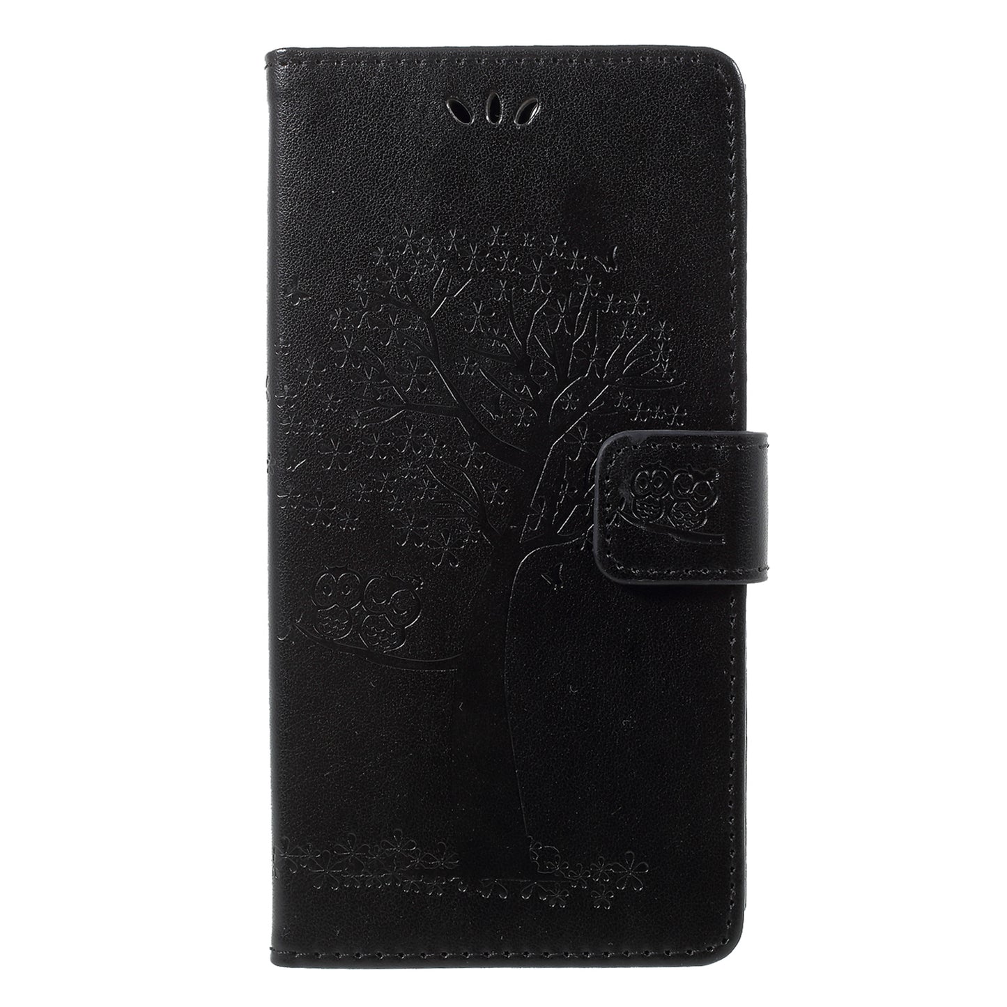 Imprint Tree Owl Pattern Wallet Stand Leather Cover for Huawei P Smart / Enjoy 7S