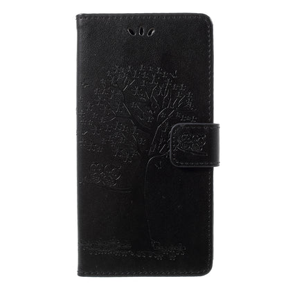 Imprint Tree Owl Pattern Wallet Stand Leather Cover for Huawei P Smart / Enjoy 7S