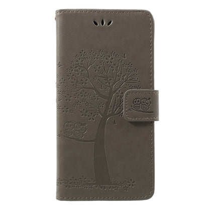 Imprint Tree Owl Pattern Wallet Stand Leather Cover for Huawei P Smart / Enjoy 7S