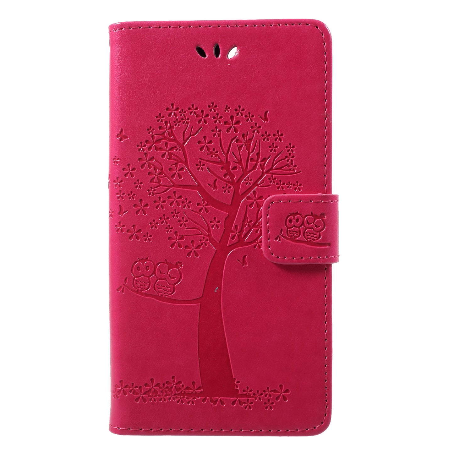 Imprint Tree Owl Pattern Wallet Stand Leather Cover for Huawei P Smart / Enjoy 7S