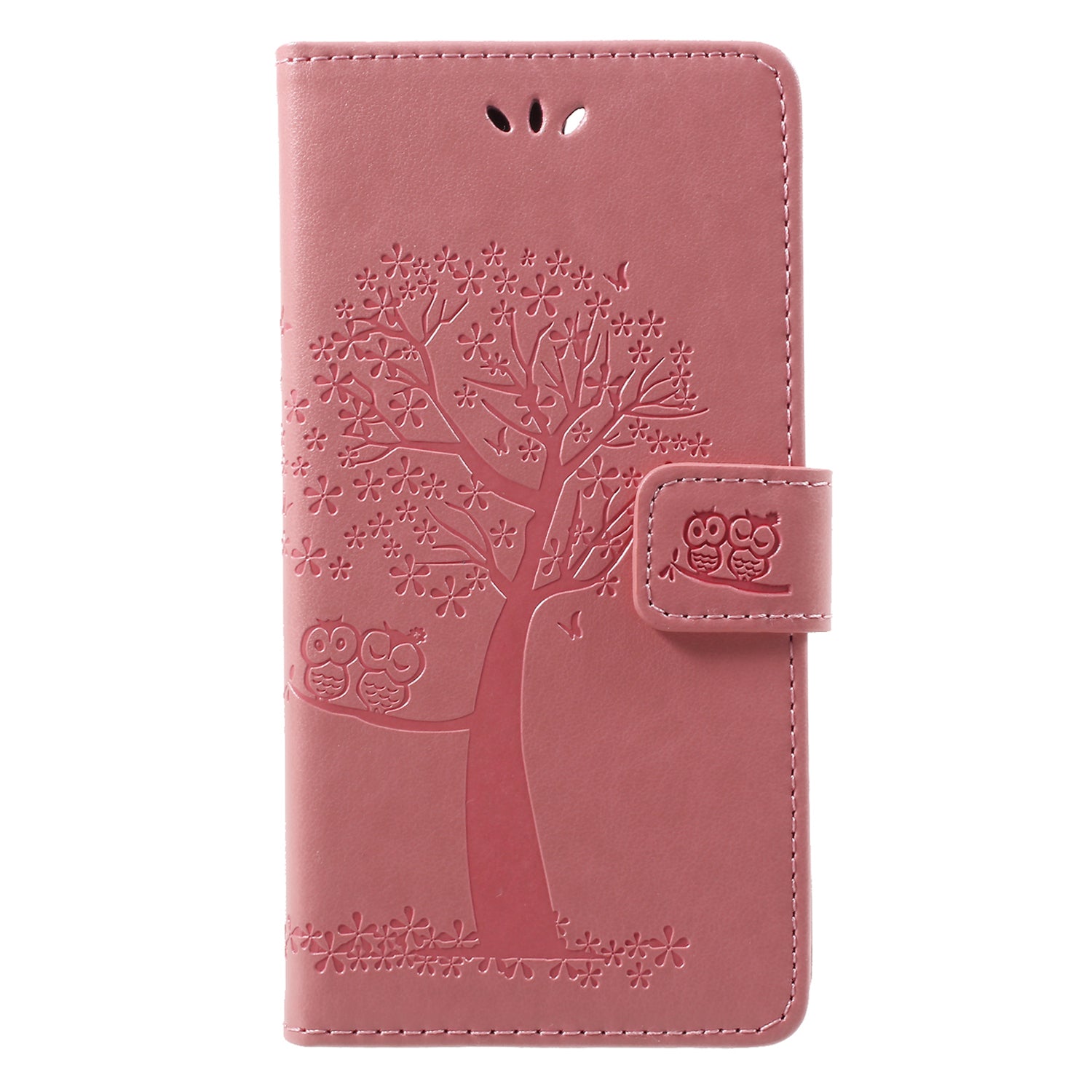 Imprint Tree Owl Pattern Wallet Stand Leather Cover for Huawei P Smart / Enjoy 7S