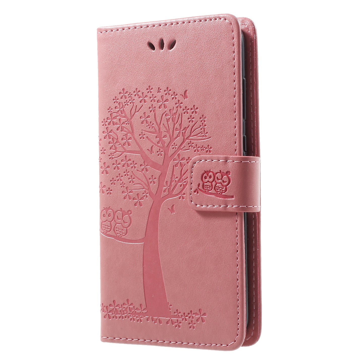 Imprint Tree Owl Pattern Wallet Stand Leather Cover for Huawei P Smart / Enjoy 7S