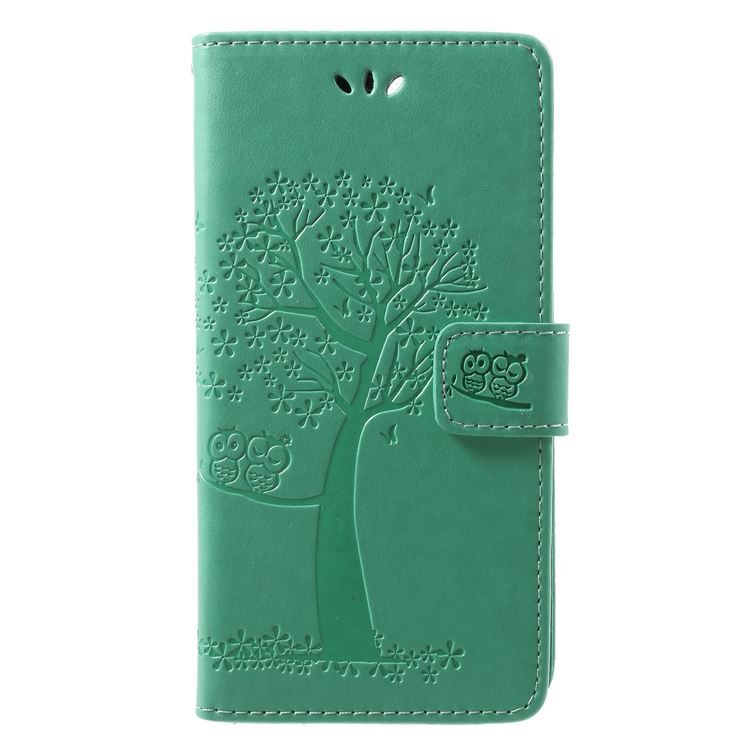 Imprint Tree Owl Pattern Wallet Stand Leather Cover for Huawei P Smart / Enjoy 7S