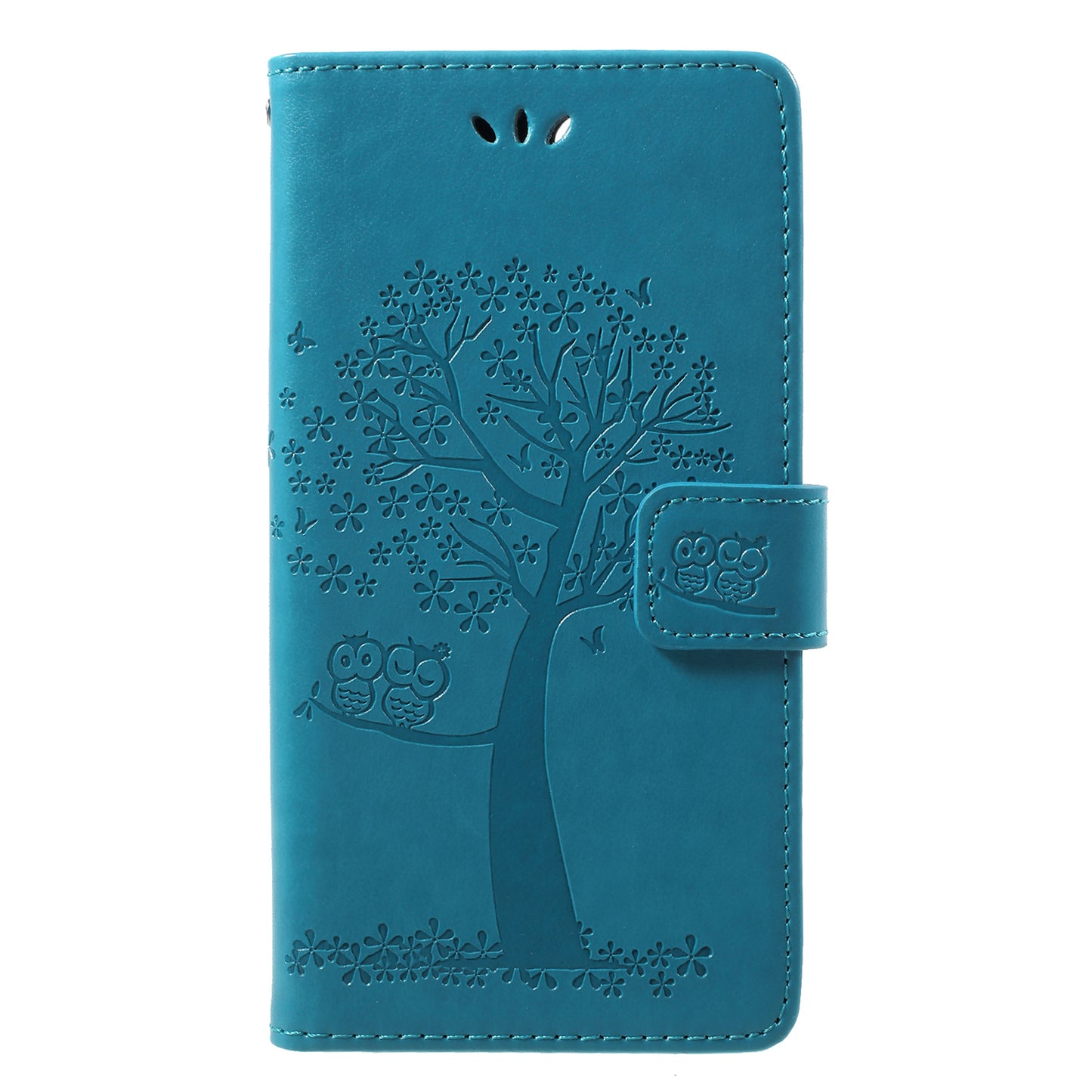 Imprint Tree Owl Pattern Wallet Stand Leather Cover for Huawei P Smart / Enjoy 7S