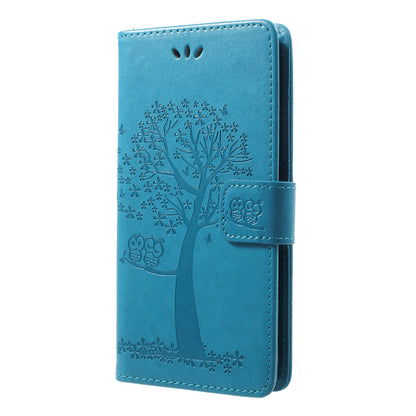 Imprint Tree Owl Pattern Wallet Stand Leather Cover for Huawei P Smart / Enjoy 7S