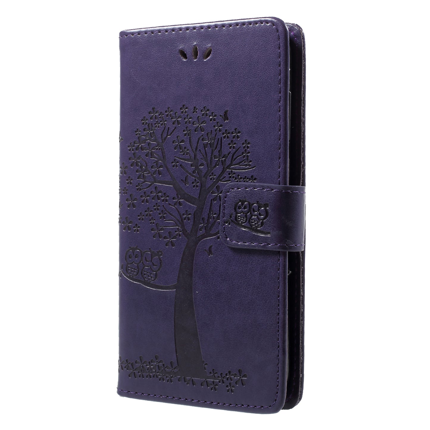 Imprint Tree Owl Pattern Wallet Stand Leather Cover for Huawei P Smart / Enjoy 7S