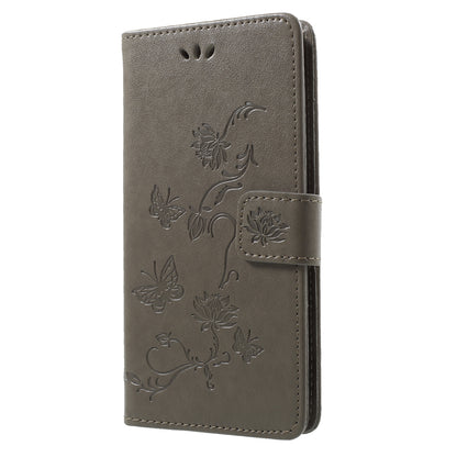 Imprint Butterfly Flower Wallet Stand Leather Case for Huawei P Smart / Enjoy 7S