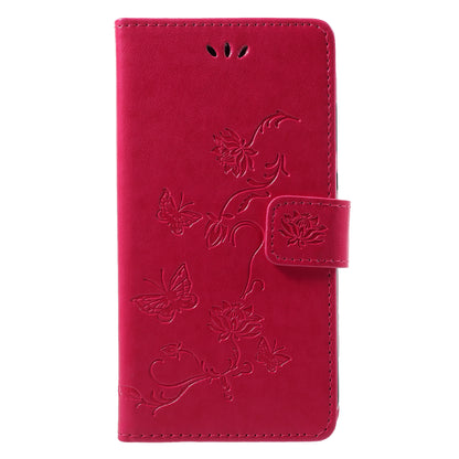 Imprint Butterfly Flower Wallet Stand Leather Case for Huawei P Smart / Enjoy 7S