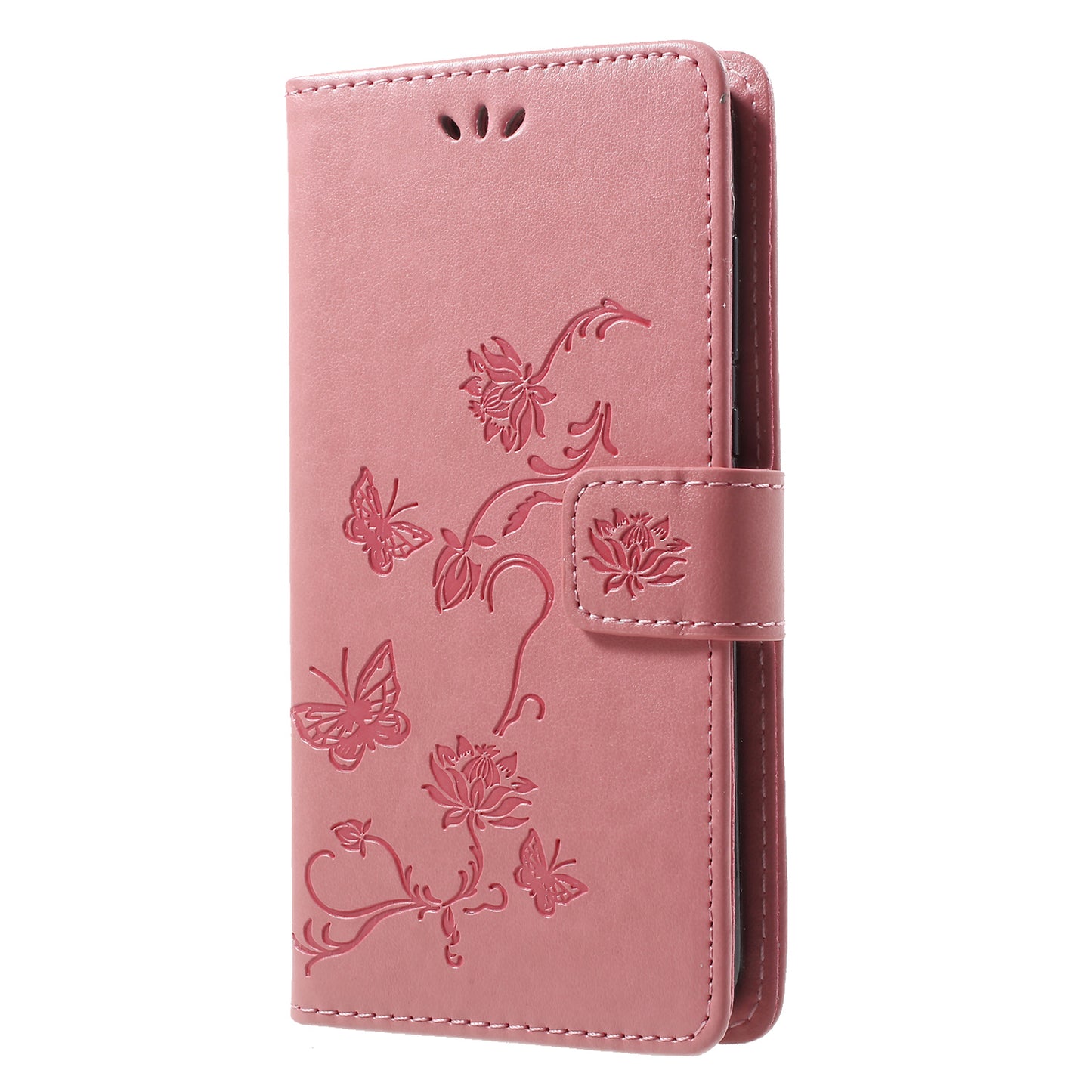 Imprint Butterfly Flower Wallet Stand Leather Case for Huawei P Smart / Enjoy 7S