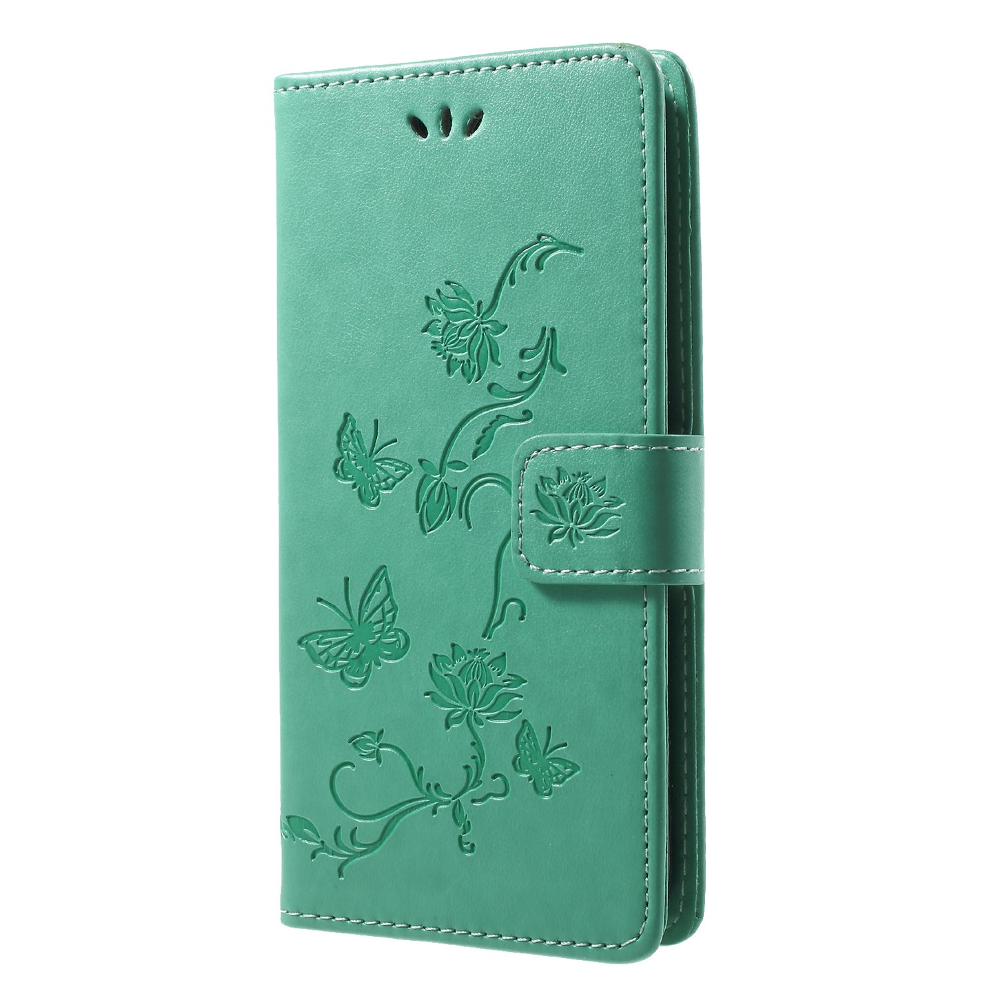 Imprint Butterfly Flower Wallet Stand Leather Case for Huawei P Smart / Enjoy 7S