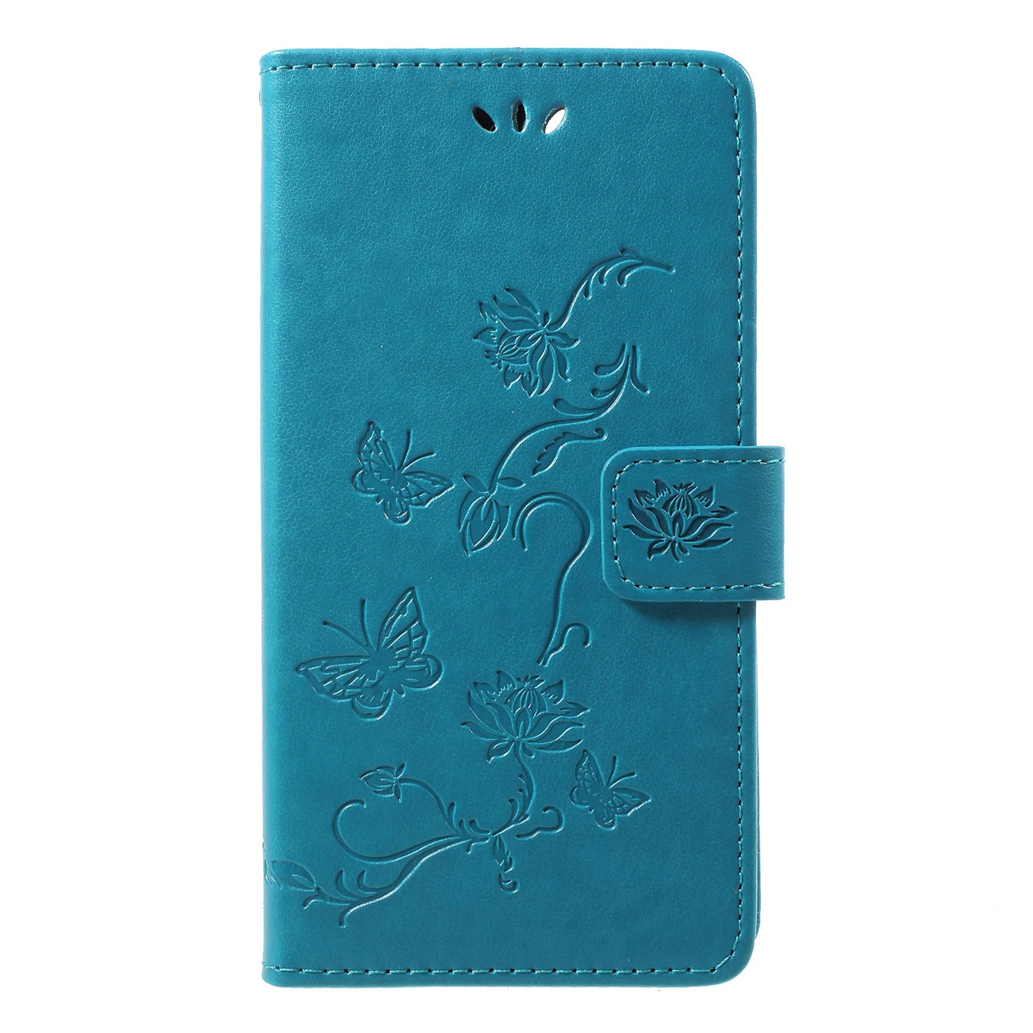 Imprint Butterfly Flower Wallet Stand Leather Case for Huawei P Smart / Enjoy 7S