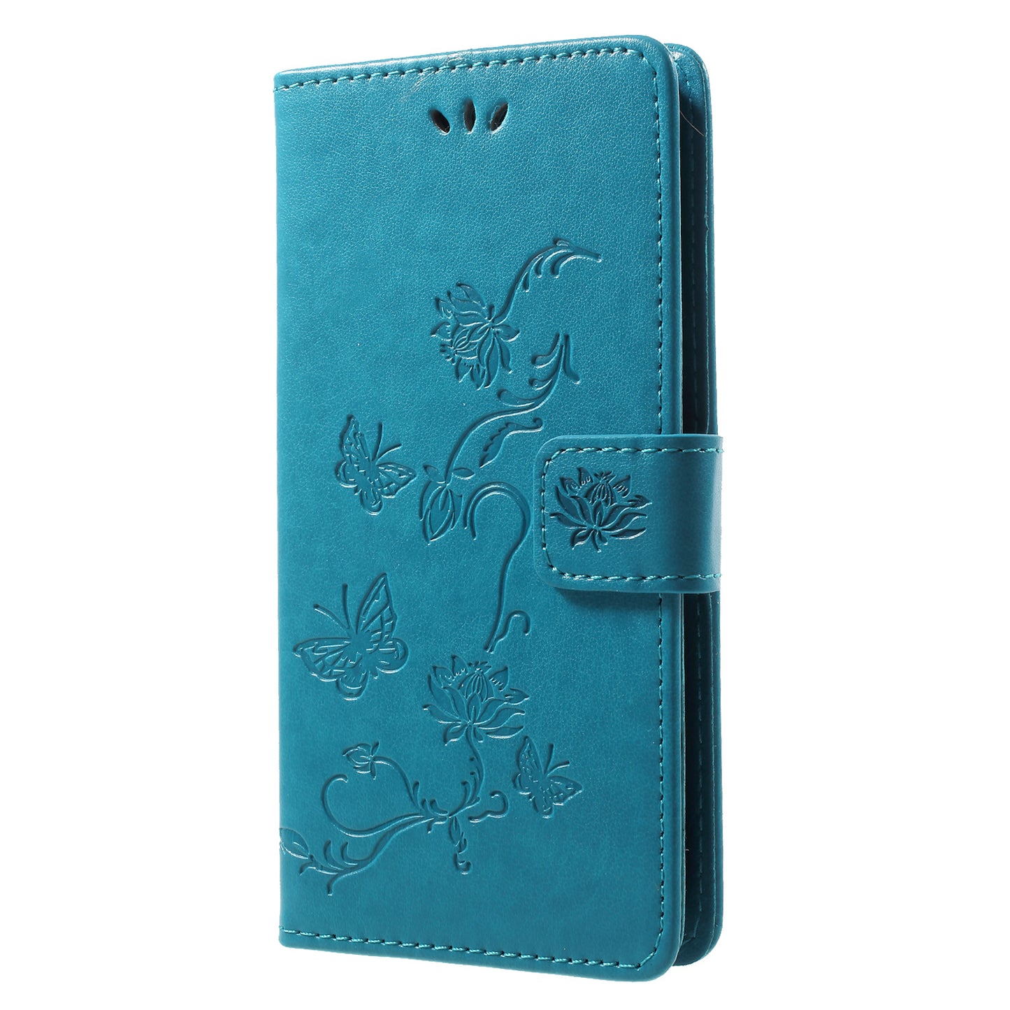 Imprint Butterfly Flower Wallet Stand Leather Case for Huawei P Smart / Enjoy 7S