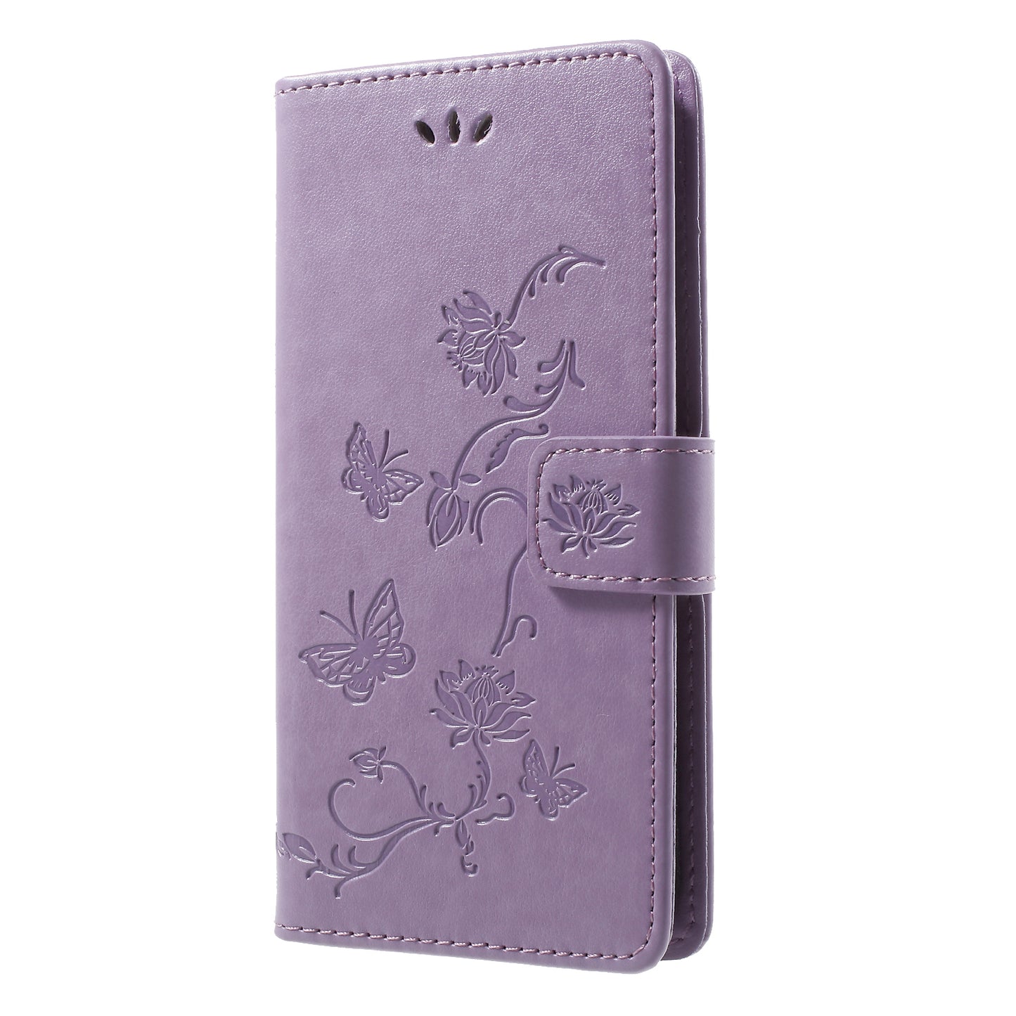 Imprint Butterfly Flower Wallet Stand Leather Case for Huawei P Smart / Enjoy 7S