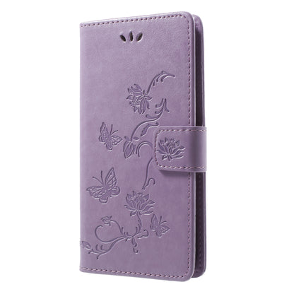 Imprint Butterfly Flower Wallet Stand Leather Case for Huawei P Smart / Enjoy 7S