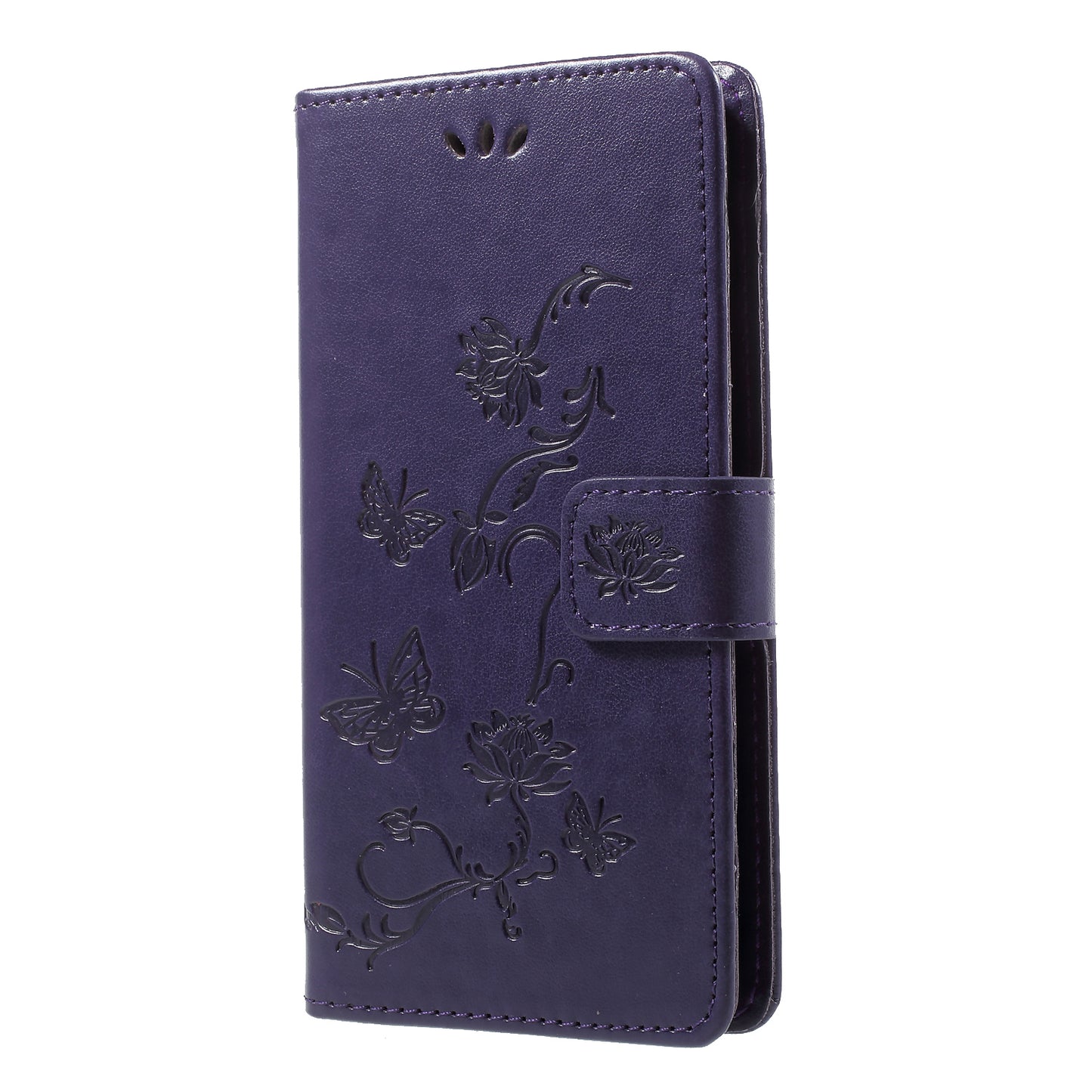 Imprint Butterfly Flower Wallet Stand Leather Case for Huawei P Smart / Enjoy 7S