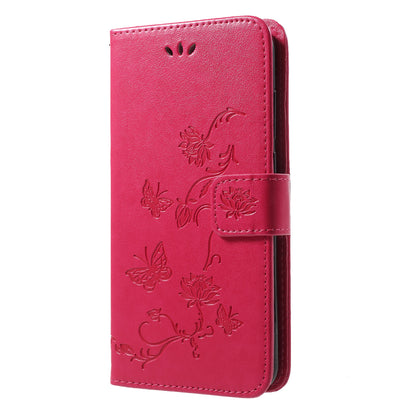 Imprint Butterfly Flower Wallet Stand Leather Case for Huawei P20