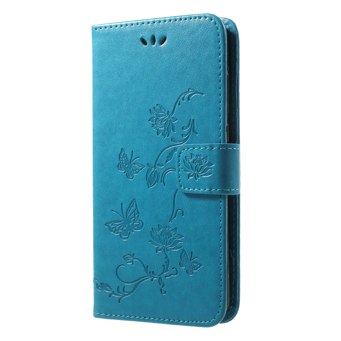 Imprint Butterfly Flower Wallet Stand Leather Case for Huawei P20