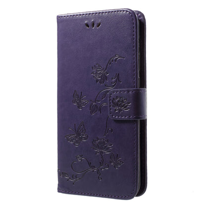 Imprint Butterfly Flower Wallet Stand Leather Case for Huawei P20